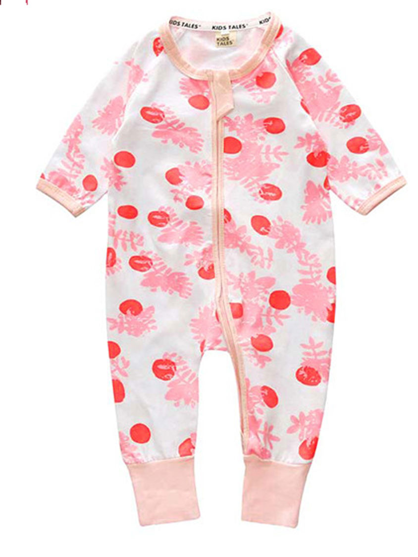 kiskissing wholesale spring stylish baby boys girl printed zip sleepsuit