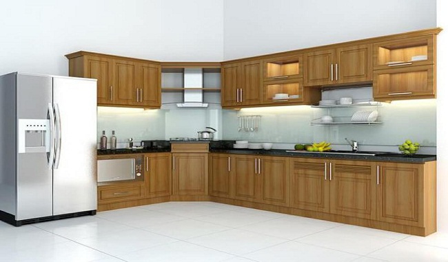 layout of the L-shaped kitchen cabinets is scientific, saving space