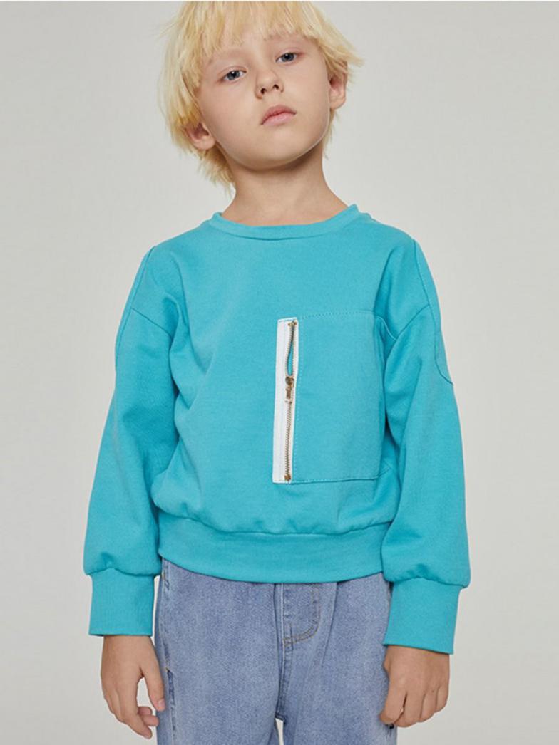 kiskissing wholesale kid boy zip up pocket sweatshirt