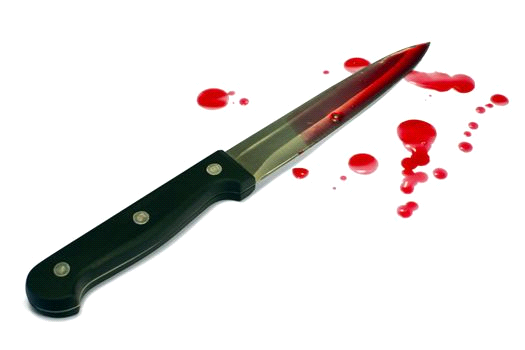 a knife with blood on it