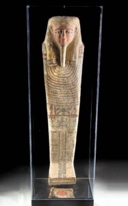 Ancient Egyptian sarcophagus lid, Roman marbles, Pre-Columbian gold, many items with provenance from Sotheby’s, Christie’s and distinguished private collections