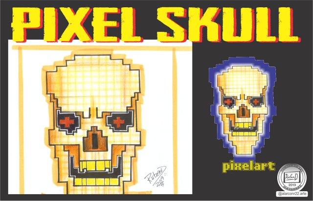 PIXEL SKULL – Traditional illustration for the PixEOSinktober