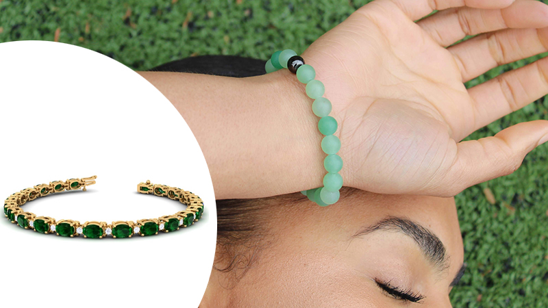 Girl wearing a green bracelet Inlet