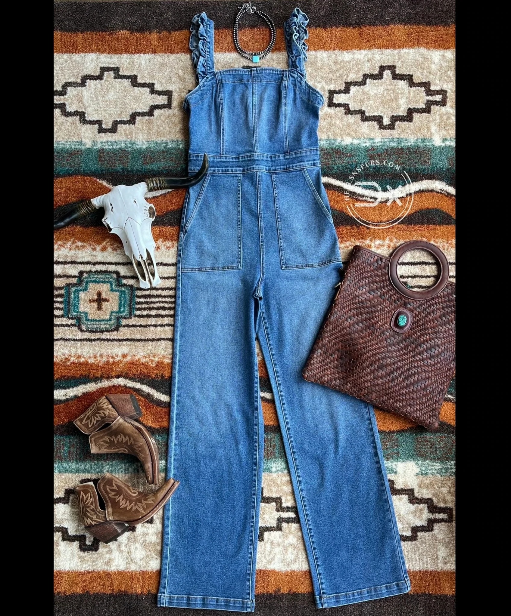 A Denim Overalls with Booties
