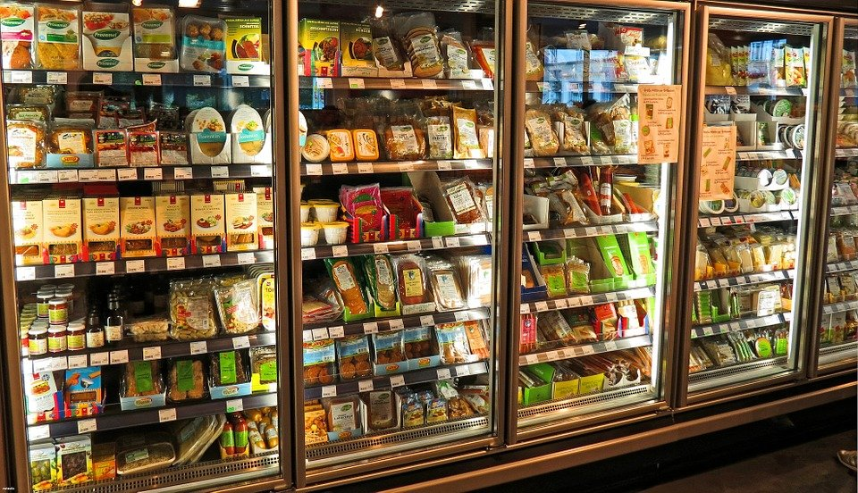 a stocked commercial refrigeration unit