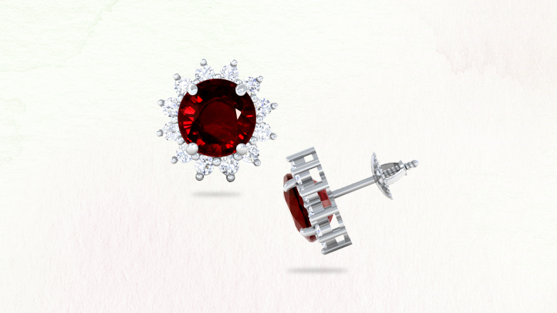 Round shaped Ruby earrings