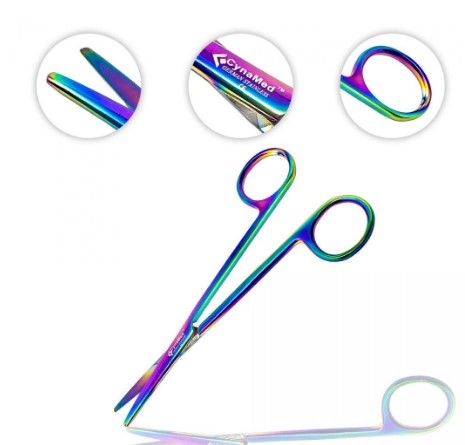 Cynamed Metzenbaum Dissecting Scissors with Multicolor Titanium Coating