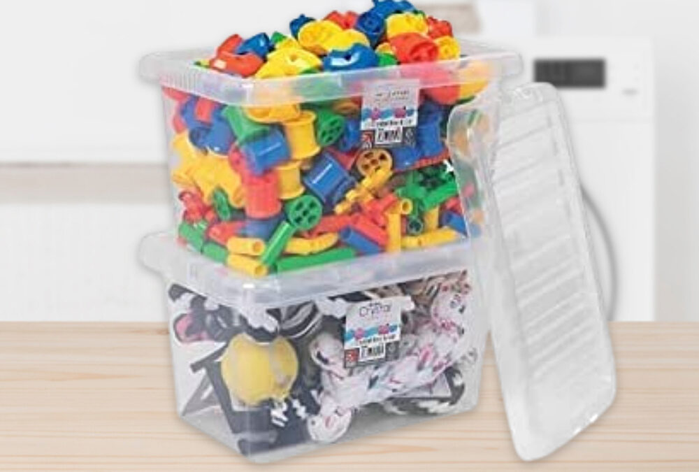 Organize Toys & Crafts with Plastic Stackable Storage Boxes