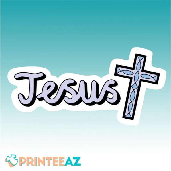Jesus-With-Cross-Christian-Stickers-