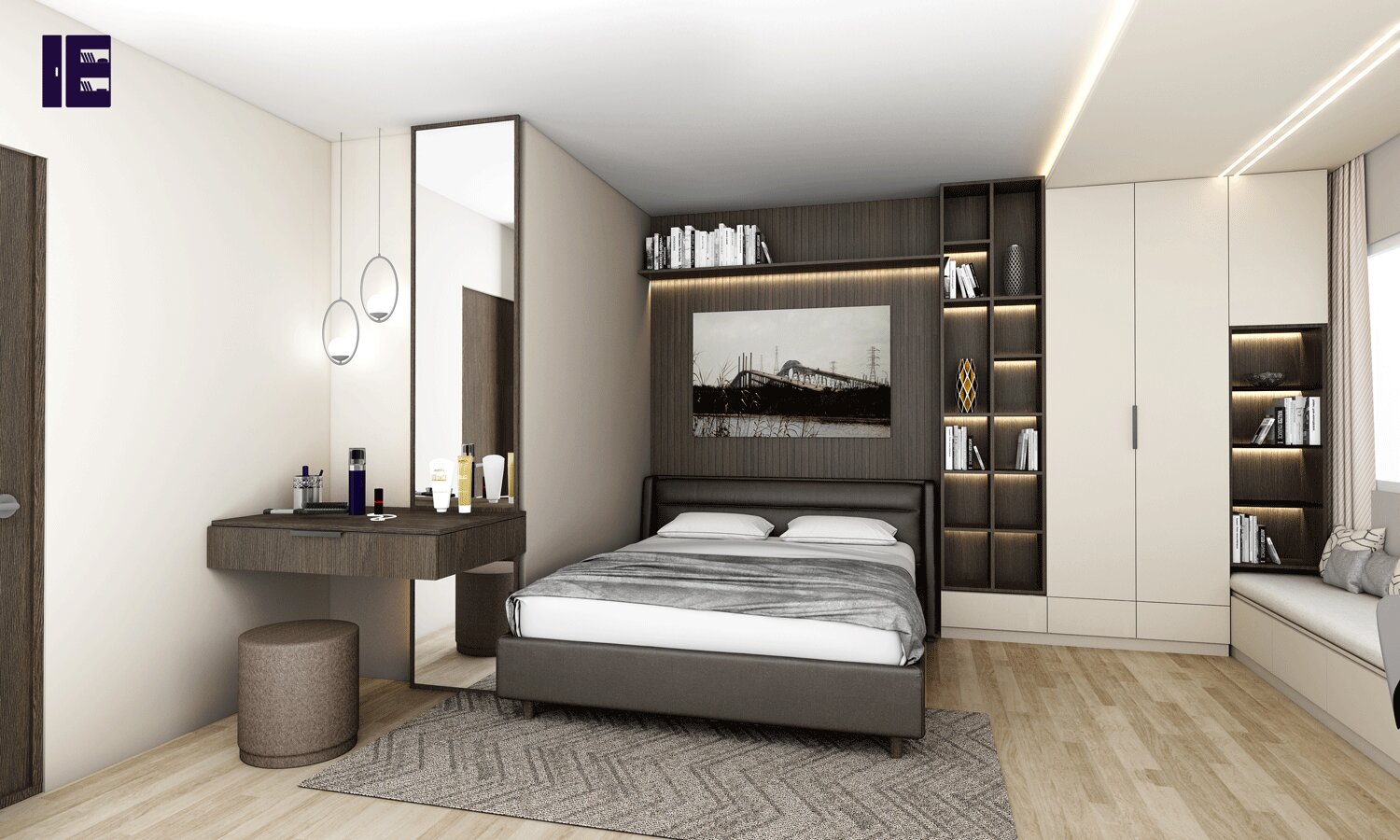 Scandinavian Style Small Bedroom Set In Sepia Gladstone Oak