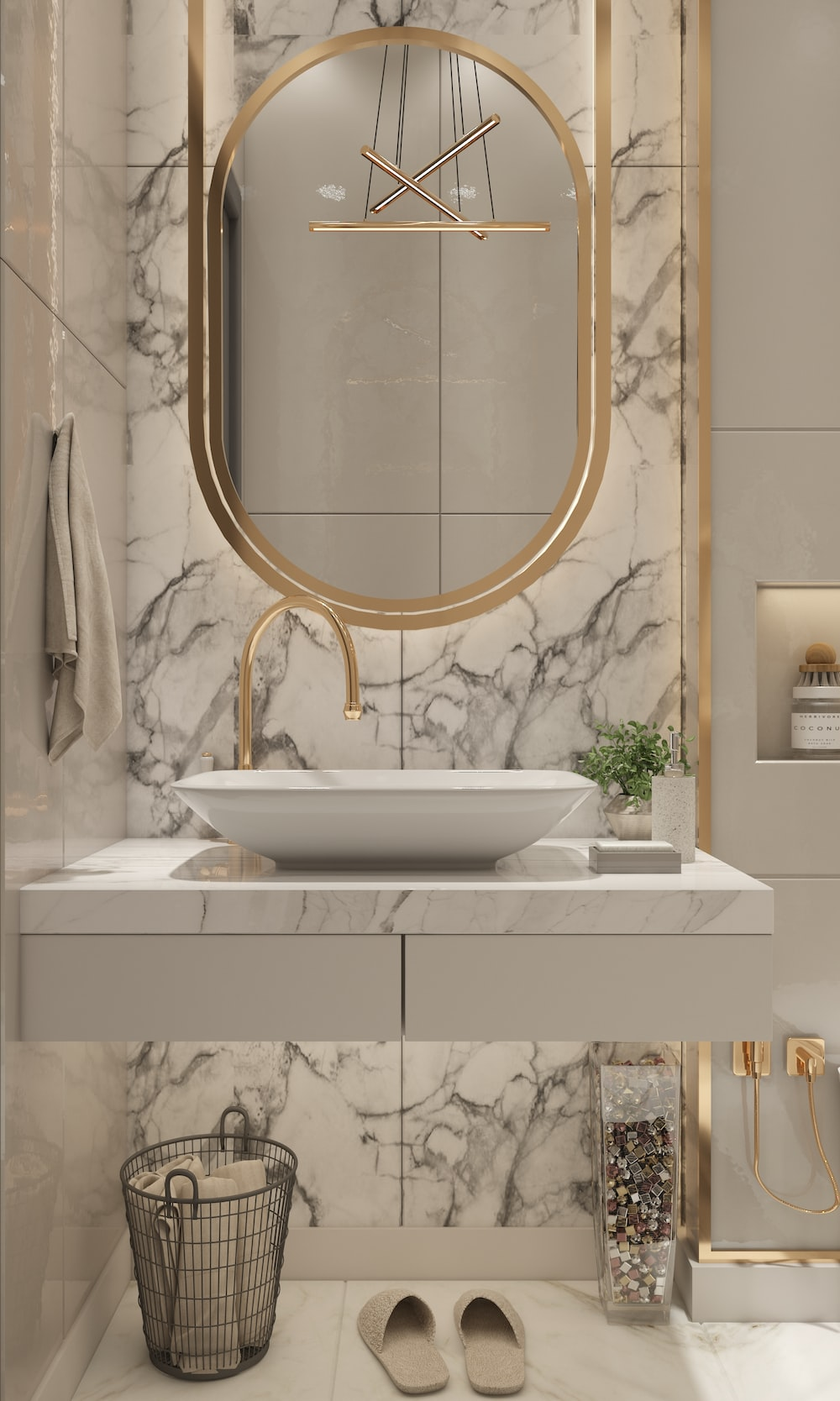 Bathroom vanity with bespoke design