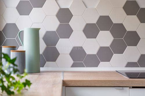 14. Honeycomb Kitchen Wall Tiles Design