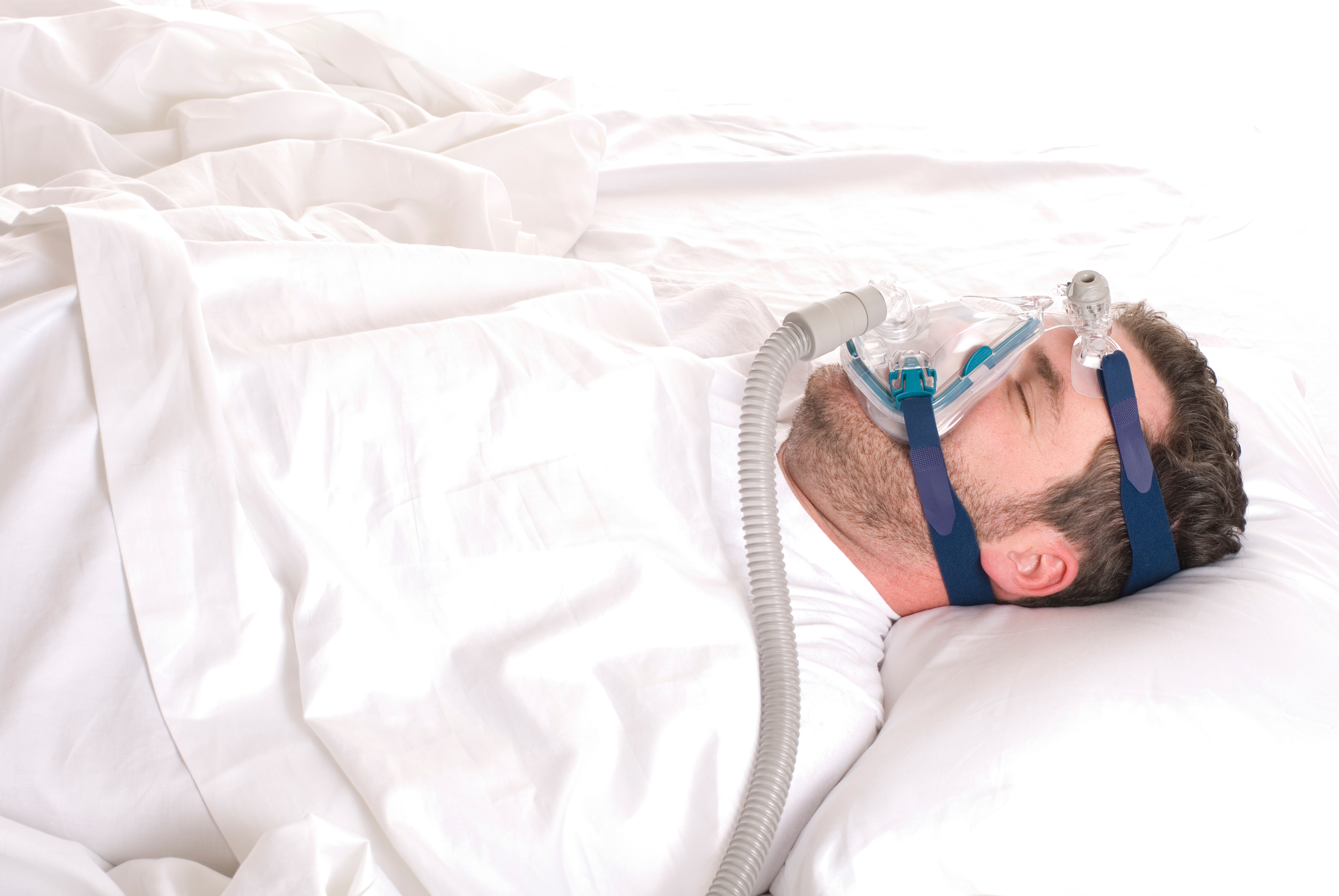 A man undergoing home sleep apnea test 