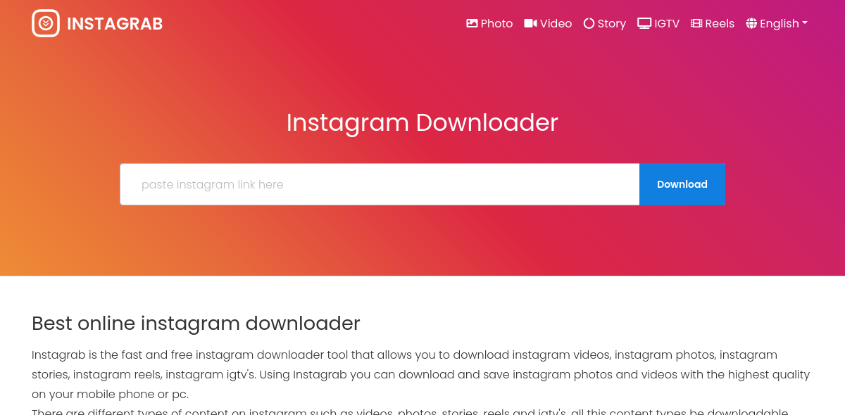 Download instagram videos,stories,photos,reels,igtvs on any device