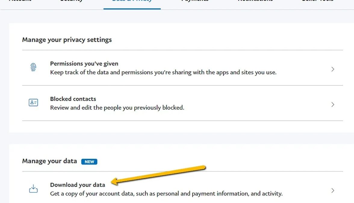 How do I manage my Privacy & Personal settings on PayPal?