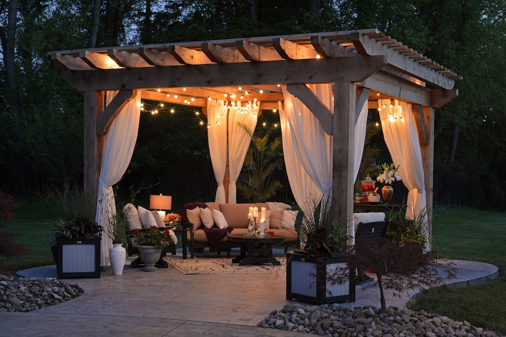  A decorative outdoor seating area