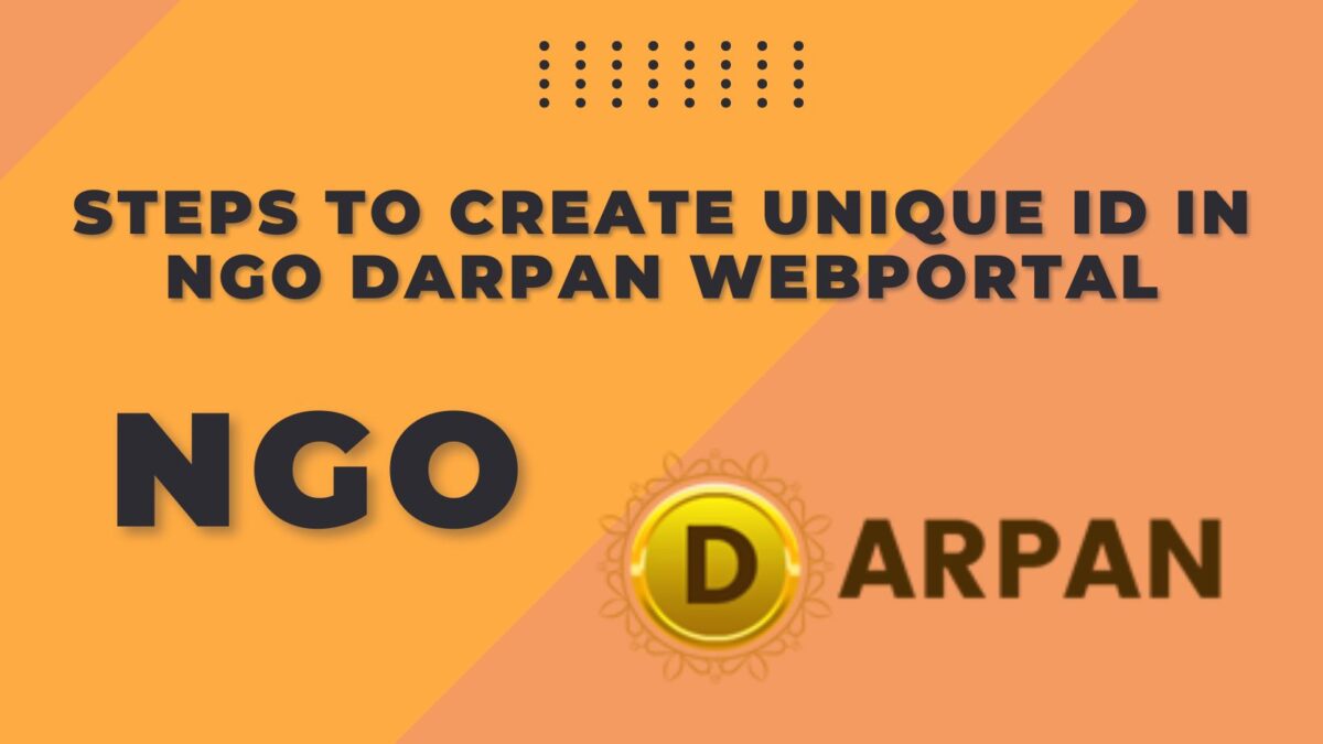 Steps to Create Unique ID in NGO Darpan Webportal