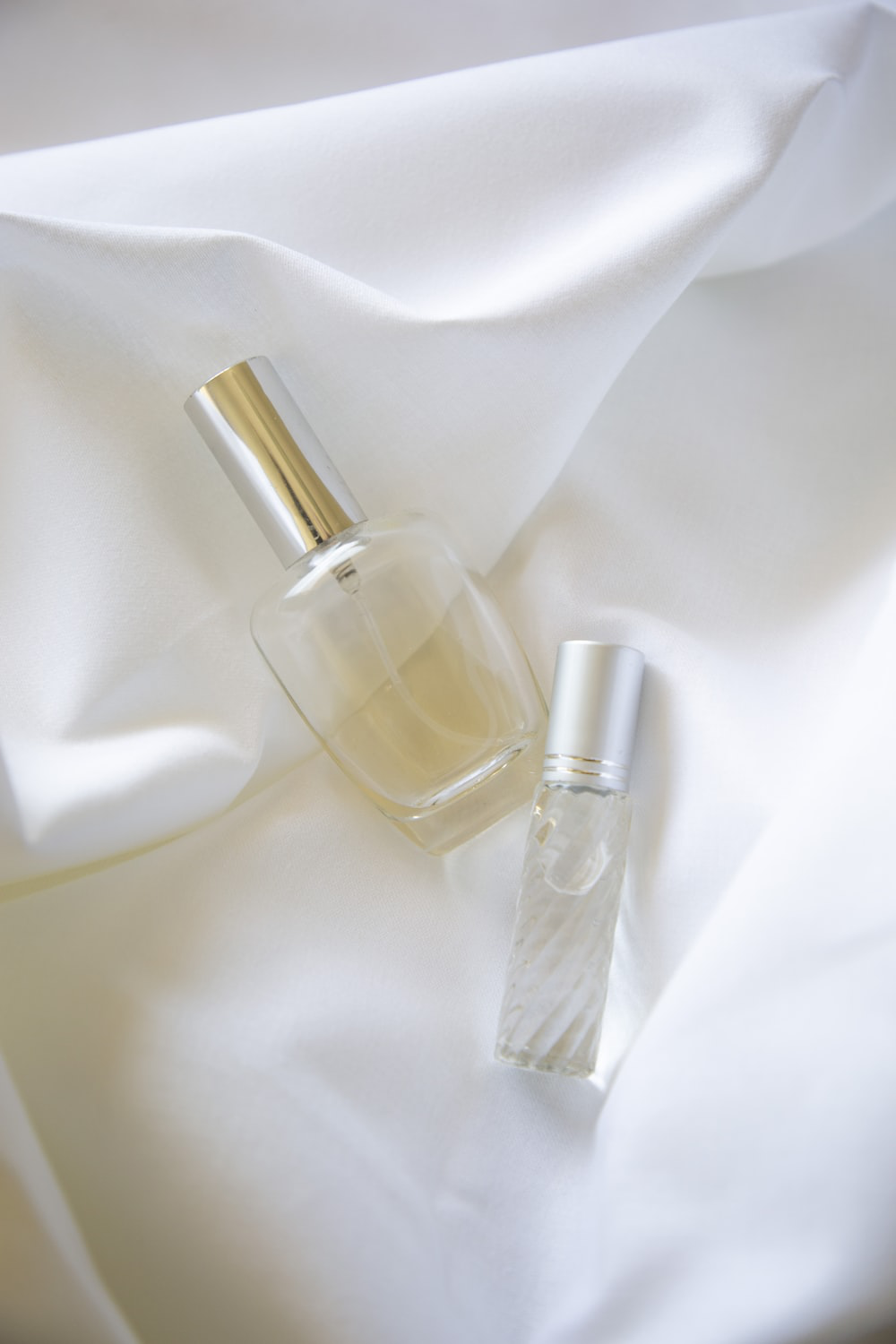 a glass perfume bottle.