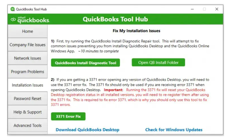 QuickBooks Tool Hub SC 8