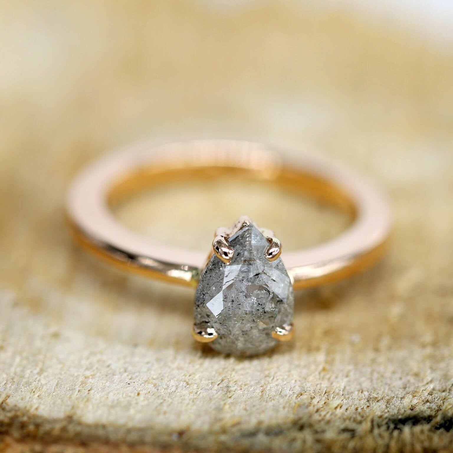 Pear Grey Diamond Ring