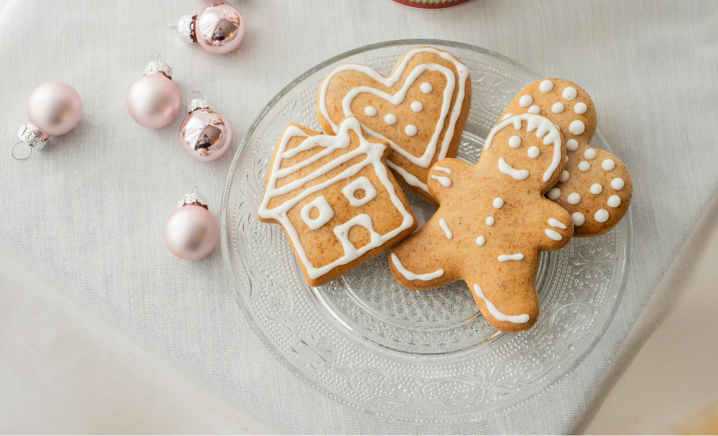 Gingerbread cookies on a clear crystal plate