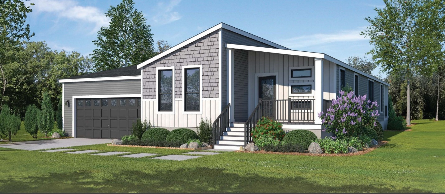 a stunning modular home installed in a scenic area