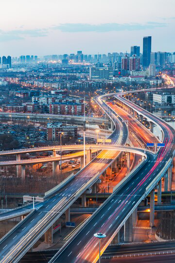 A large network of bridges across a city